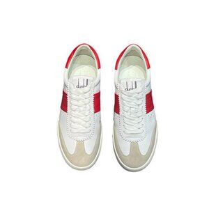 Dunhill Mens Suede Stitching Sneakers White/Red